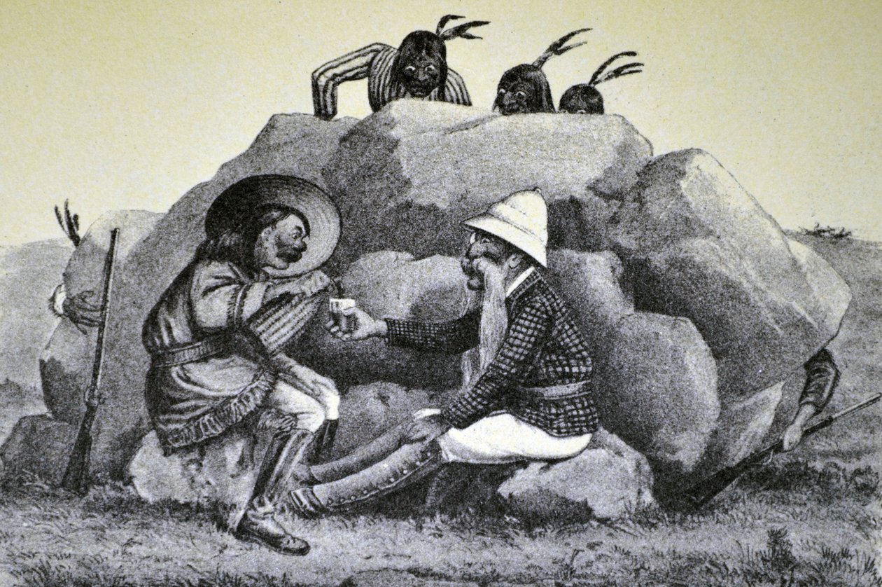Currier & Ives Ilustração do século XIX. Um Uivo Inchado no Caminho de Guerra de N. and Ives, J.M. Currier