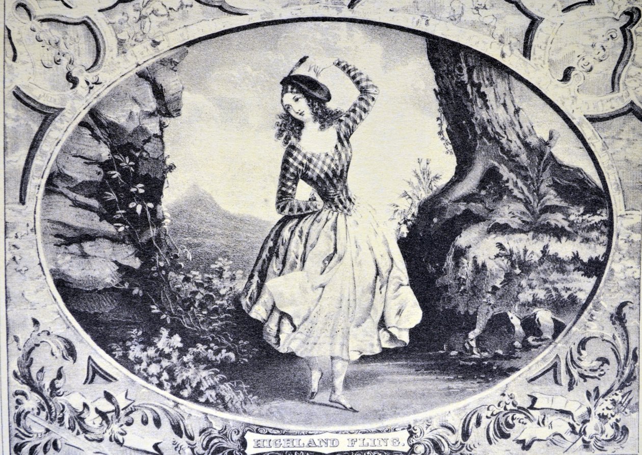 Currier & Ives Ilustração do século XIX. Fling das Terras Altas de N. and Ives, J.M. Currier