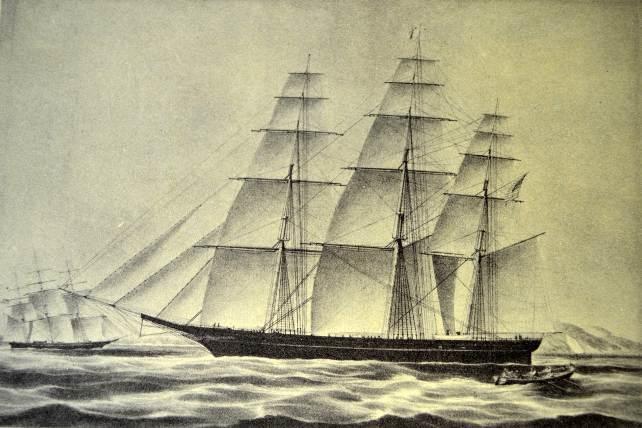 Currier & Ives Ilustração do século XIX. O navio de Clipper Hurricane de N. and Ives, J.M. Currier