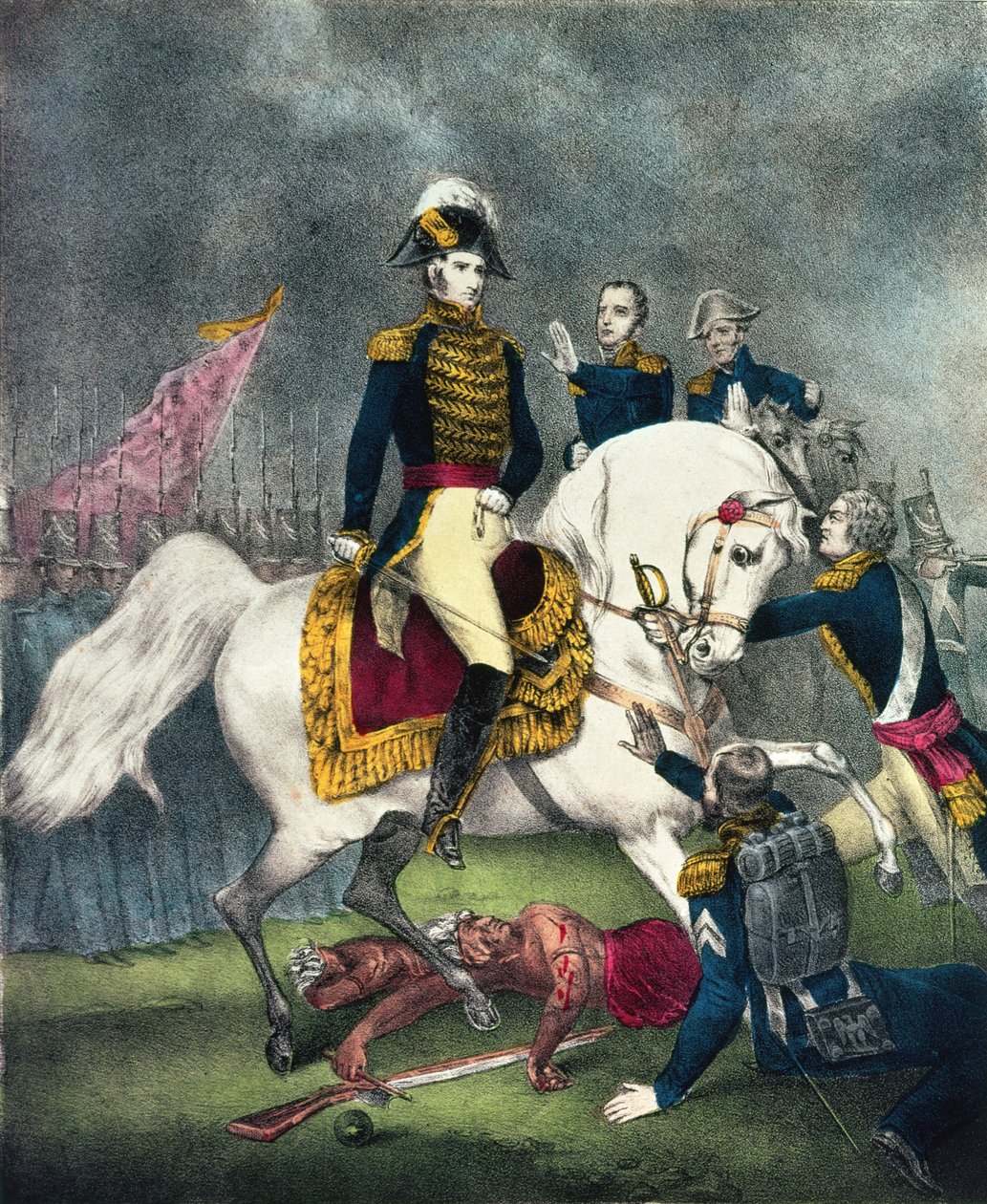 General William H. Harrison (1773-1841) na Batalha de Tippecanoe, 1840 de N. and Ives, J.M. Currier