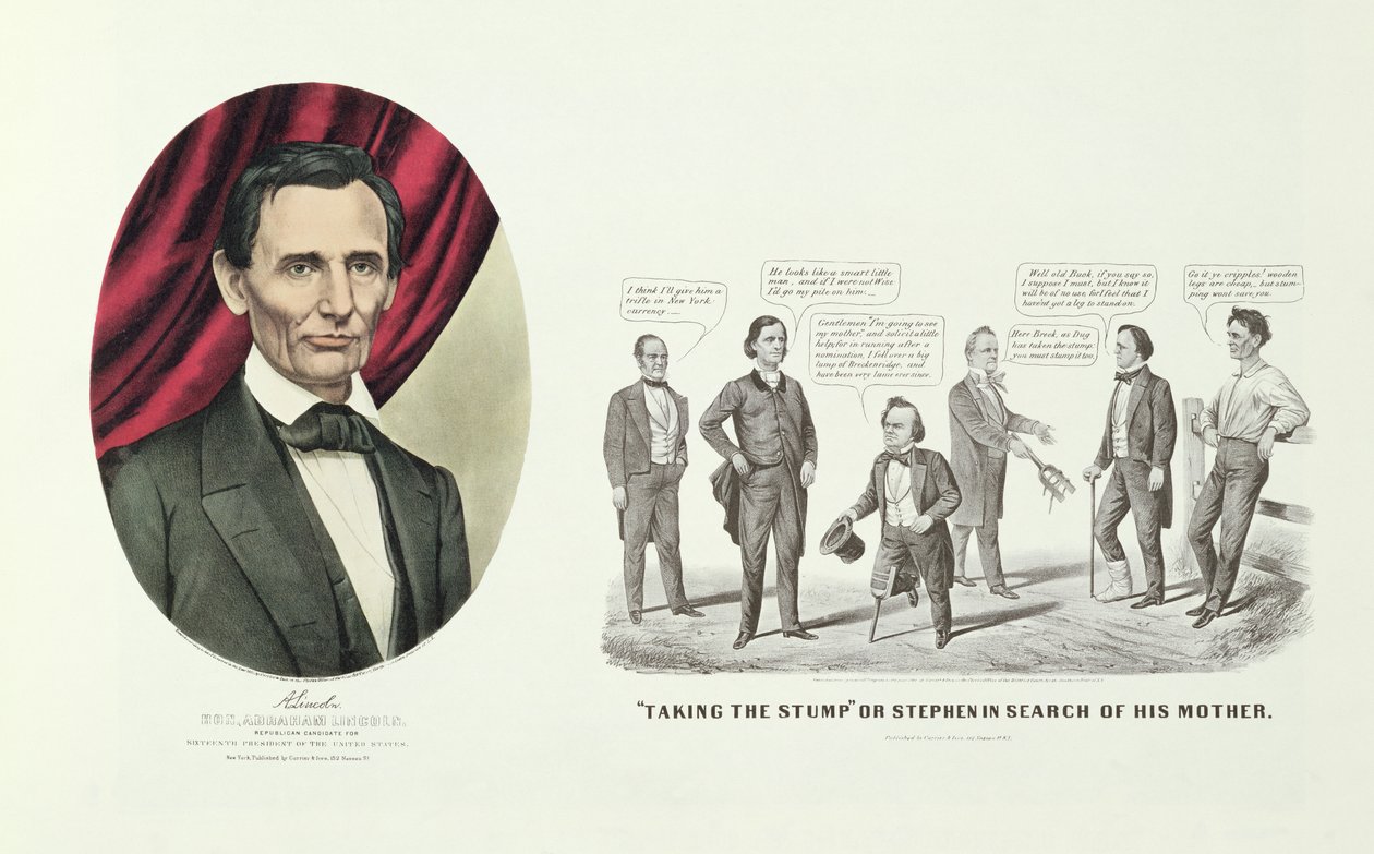 Hon. Abraham Lincoln, 16º Presidente dos Estados Unidos, 1860 de N. and Ives, J.M. Currier