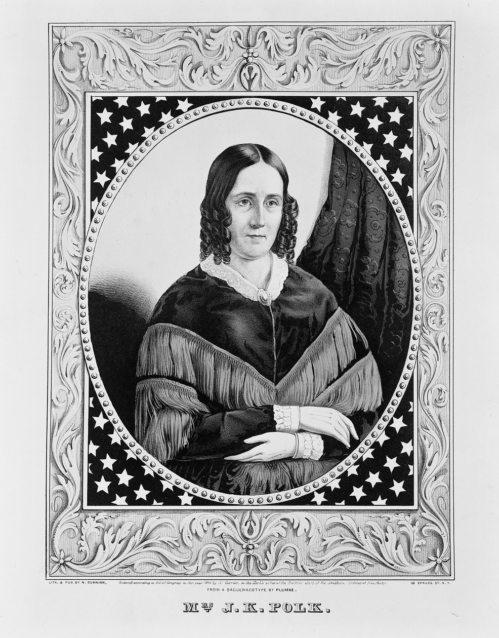 Sara Polk, 1846 de N. and Ives, J.M. Currier