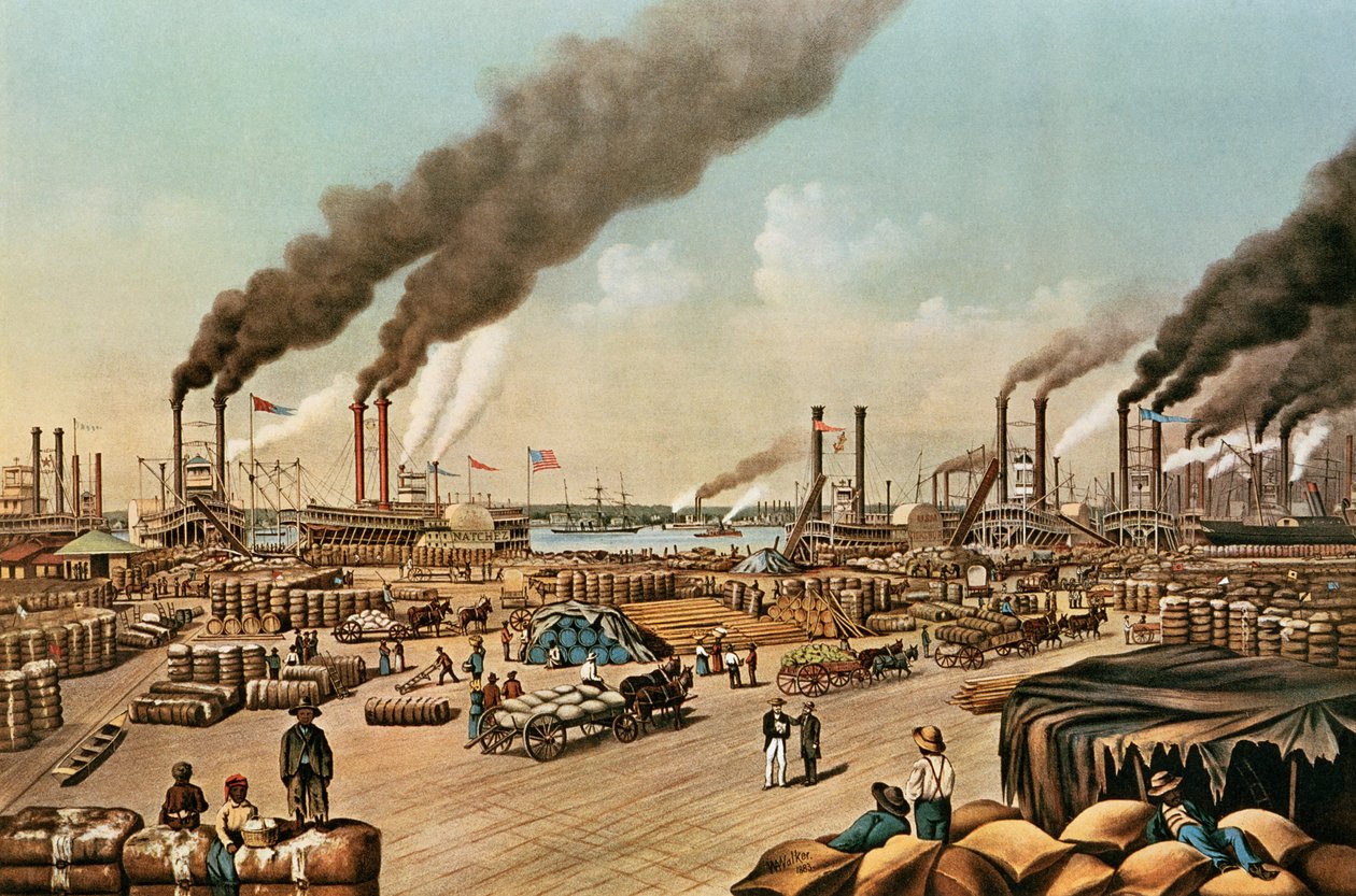 The Levee - Nova Orleans, 1884 de N. and Ives, J.M. Currier