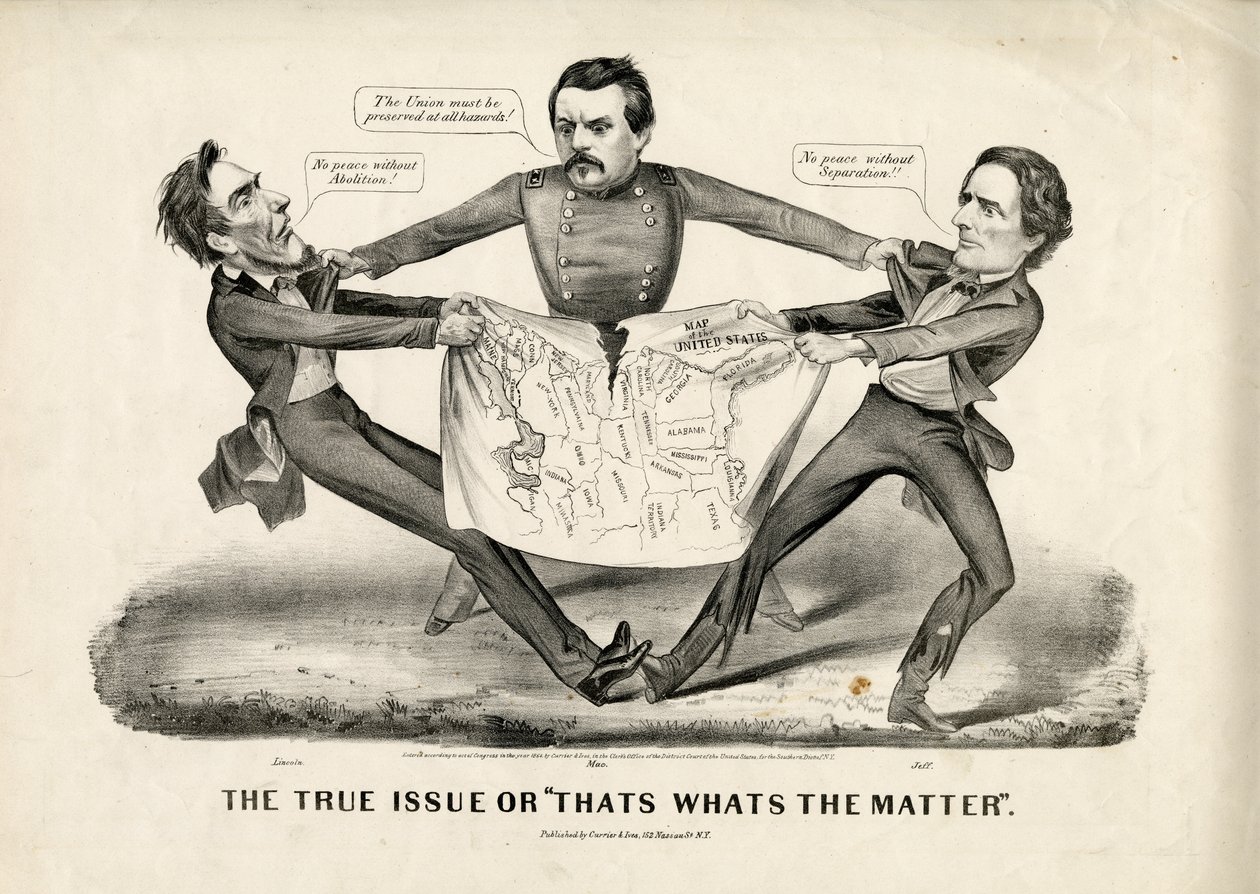 A verdadeira questão ou que é o que é o assunto, 1864 de N. and Ives, J.M. Currier