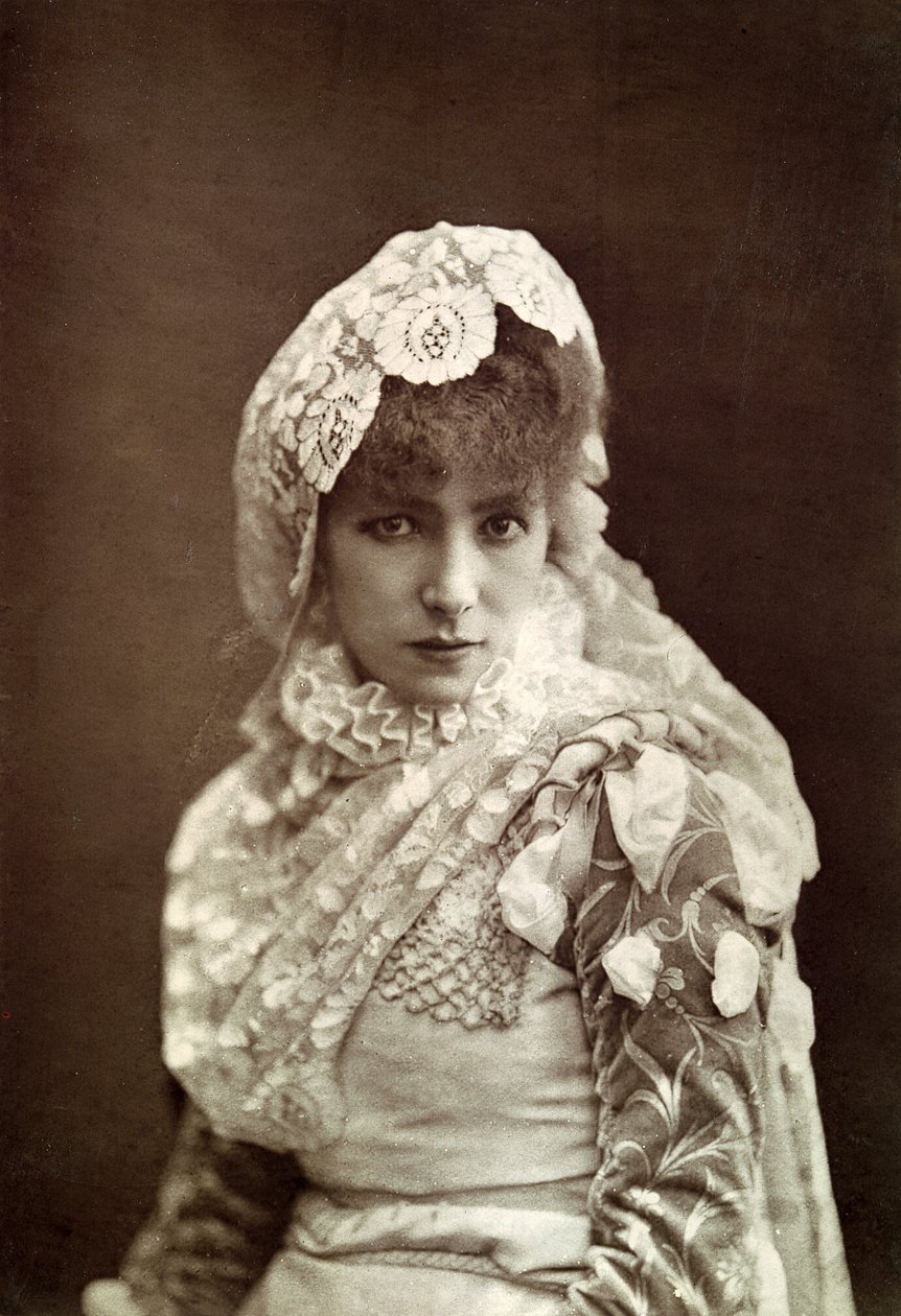 Sarah Bernhardt (1844-1923) no papel de Marion Delorme no Teatro Porte Saint-Martin de Nadar