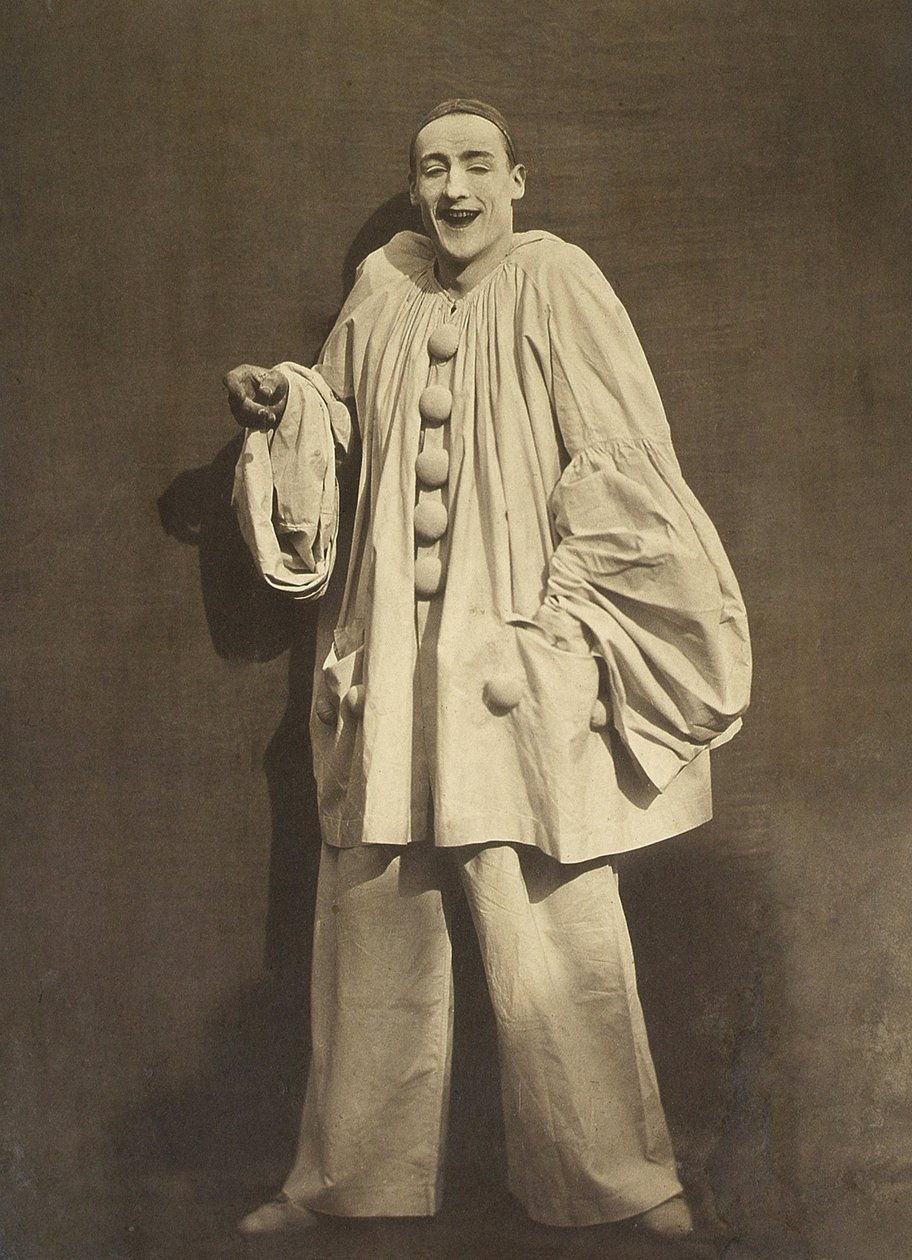 Pierrot Laughing (mímico francês Charles Deburau), foto de Gaspard-Felix Tournachon, também conhecido por Nadar, c. 1855 de Nadar