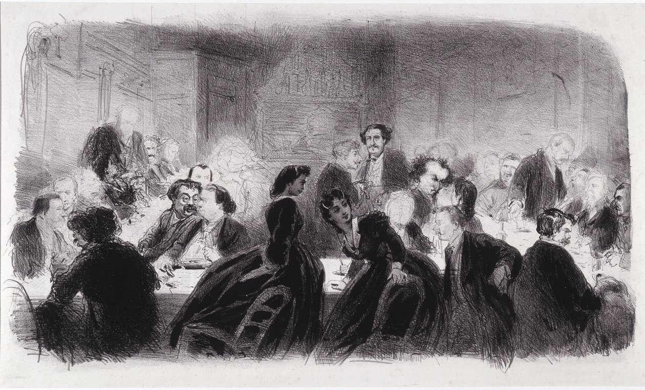 Litografia anônima representando personalidades literárias e artísticas da década de 1850 de Nadar