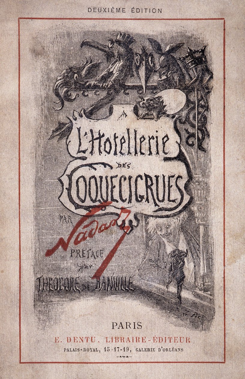 Livro "The hotellerie des coquecicrues". Notas a lápis, prefácio de Theodore de Banville de Nadar