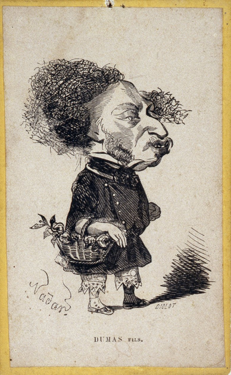 Portrait load (portrait-charge) de Alexandre Dumas Jr. (1824-1895), escritor francês. Cartoon de Gaspard Felix Tournachon dit Felix Nadar (1820-1910). de Nadar