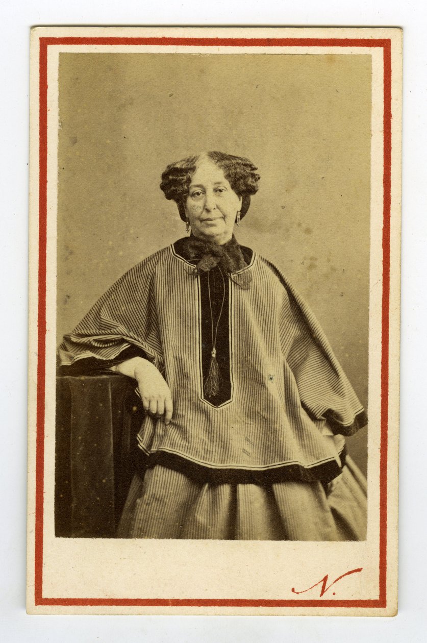 Retrato do escritor George Sand (1804-1876) (Aurore Dupin), Baronesa Dudevant. Cartão de visita de Nadar