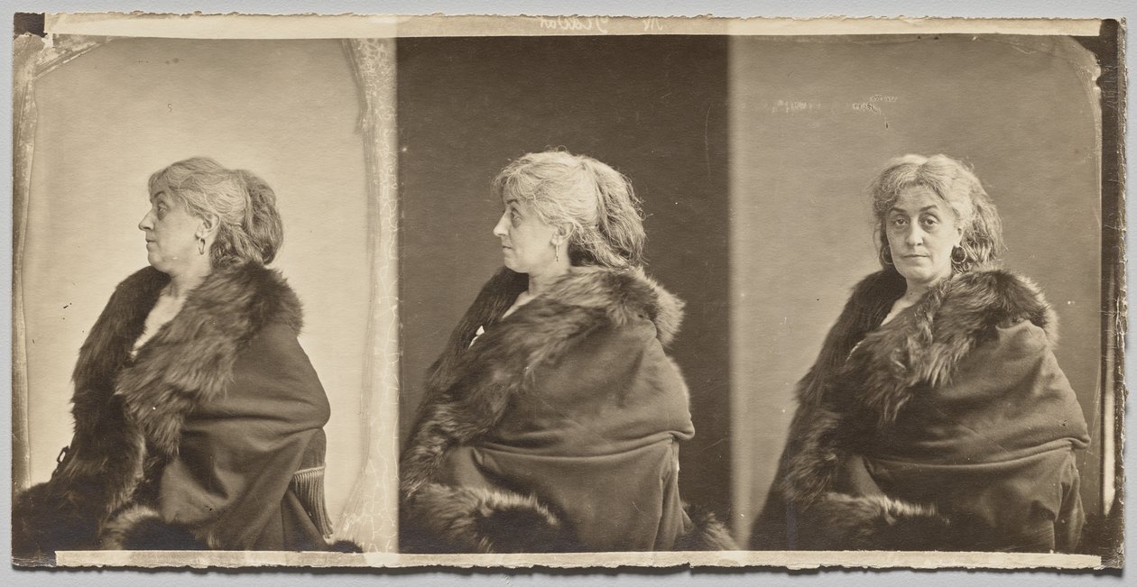 Retrato de Ernestine Nadar, a mulher do artista, vestindo estola de pele de Nadar