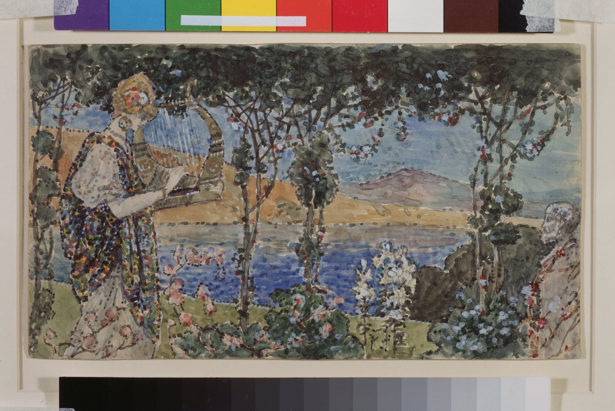 Lenda de honorários. Trabalho de Nadezhda Sergeyevna Psishcheva (1881-1913), aguarela e tinta sobre papel de Nadezhda Psishcheva