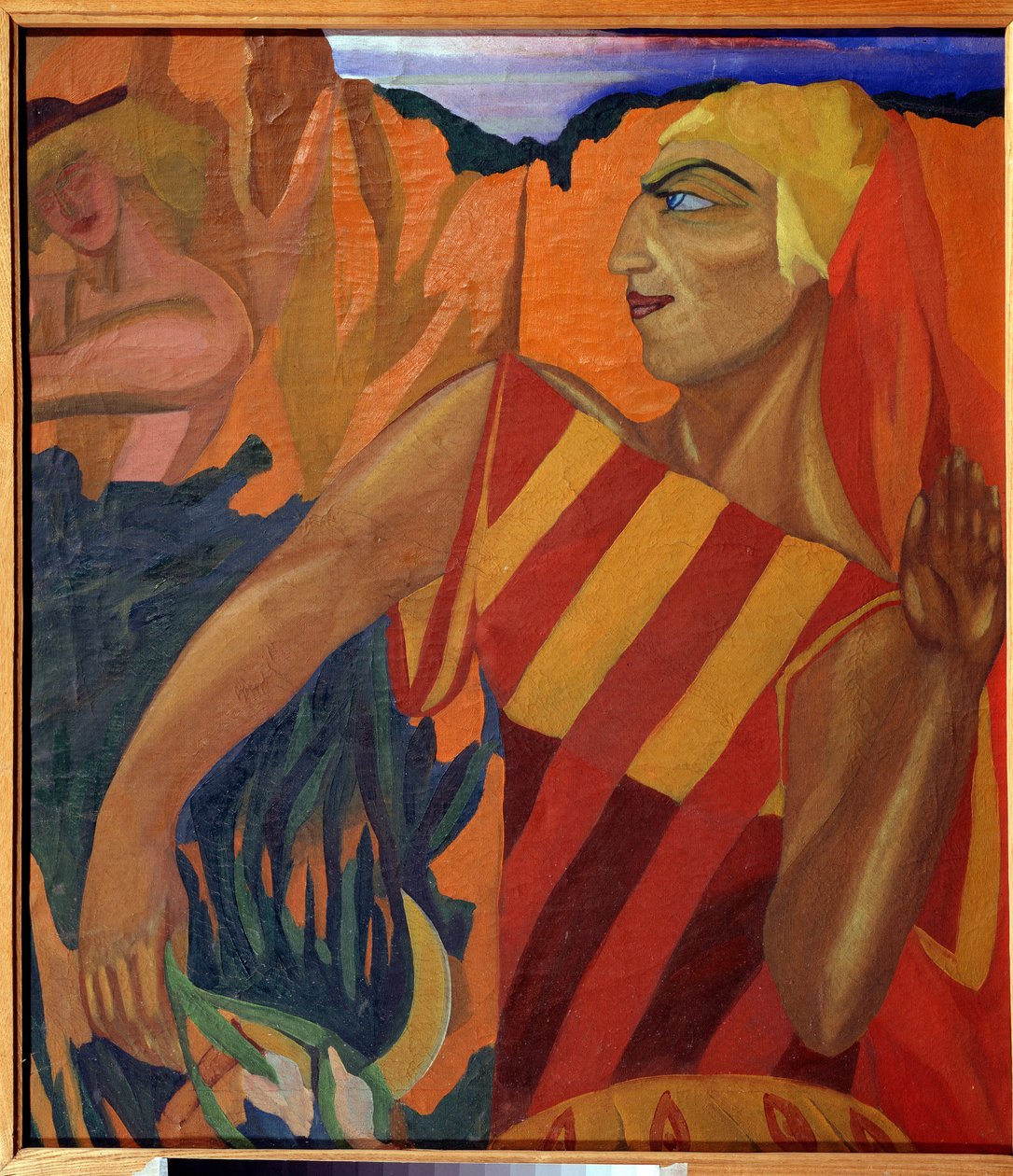 Medee - Figurinos para o Ballet O Tosão de Ouro (Medea. Figurinos para o Ballet O Tosão de Ouro) - Pintura de Nadhezhda Vladimirovna Lermontova (1885-1921), óleo sobre tela de Nadezhda Vladimirovna Lermontova