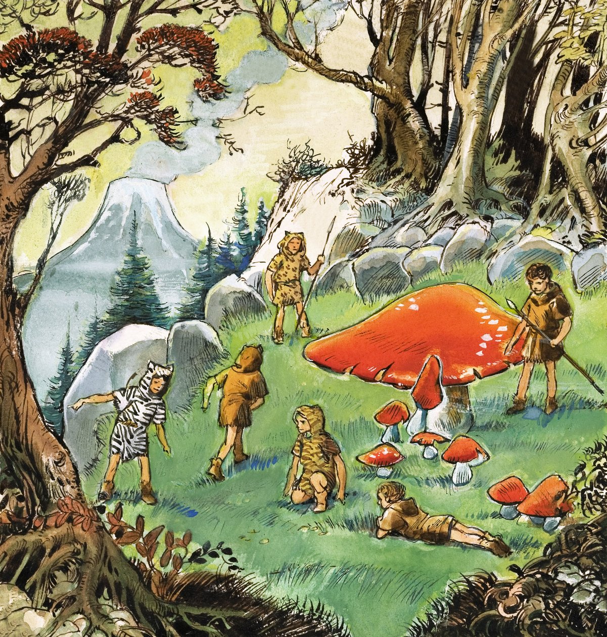 Os Rapazes Perdidos, ilustração de "Peter Pan" de J.M. Barrie (guache sobre papel) de Nadir Quinto