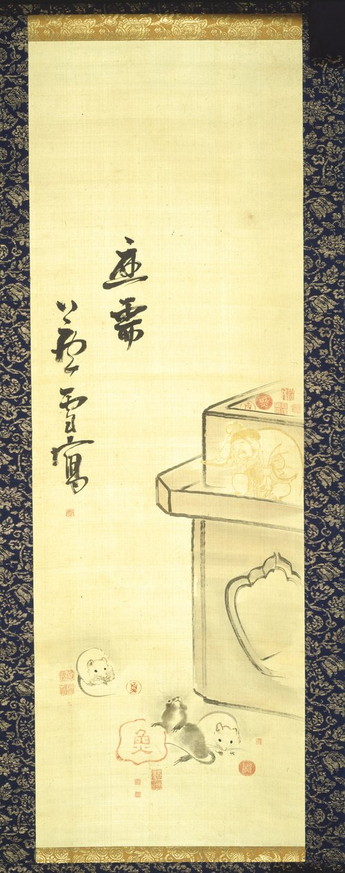 Imagem de Daikoku e os selos do artista de Nagasawa Rosetsu