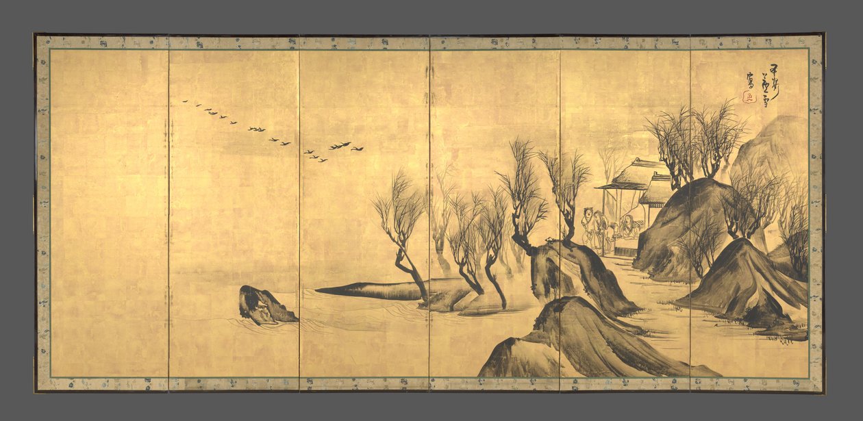 Paisagens com os letrados chineses Su Shi e Tao Qian de Nagasawa Rosetsu