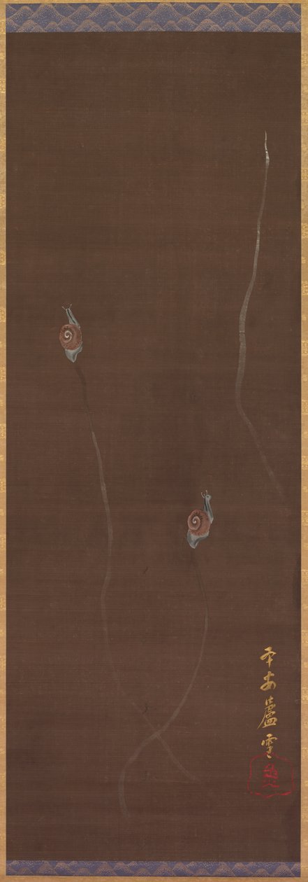 Caracóis na parede, década de 1700. de Nagasawa Rosetsu