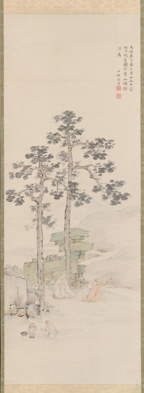 Amostragem de chá sob as árvores Wu, 1840. de Nakabayashi Chikuto