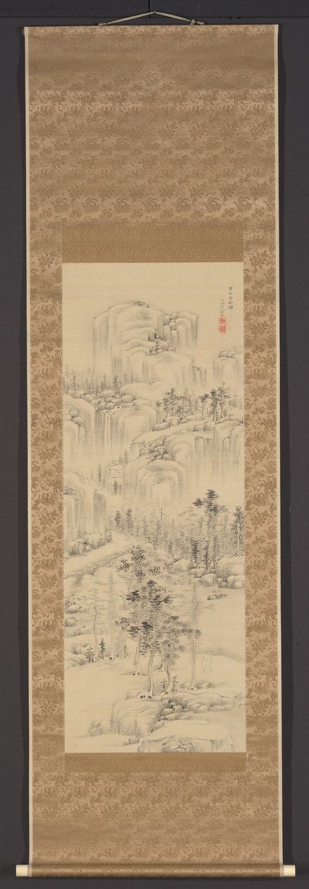 Árvores nas nuvens em montanhas cobertas de camadas (Jûzan umbokuzu) de Nakabayashi Chikuto