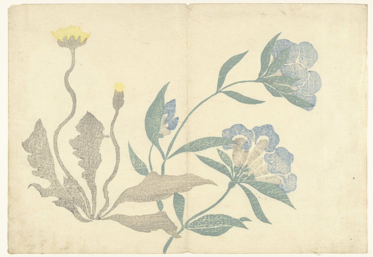 Dente-de-leão e flores azuis
Imprimir álbum de Korin (título da série)
Korin gafu (título da série) de Nakamura Hochu