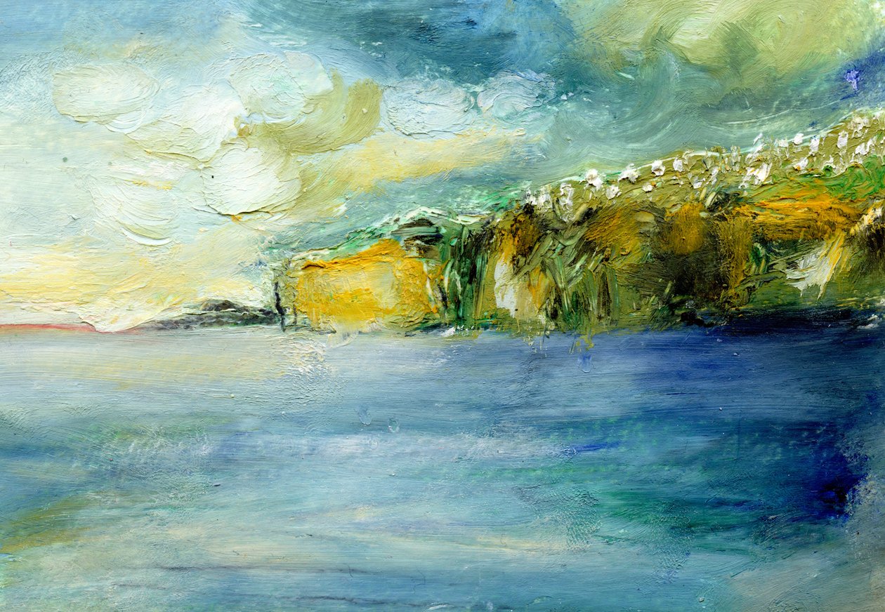 Um Postal da Madeira, 2014, (óleo no cartão) de Nancy Moniz Charalambous
