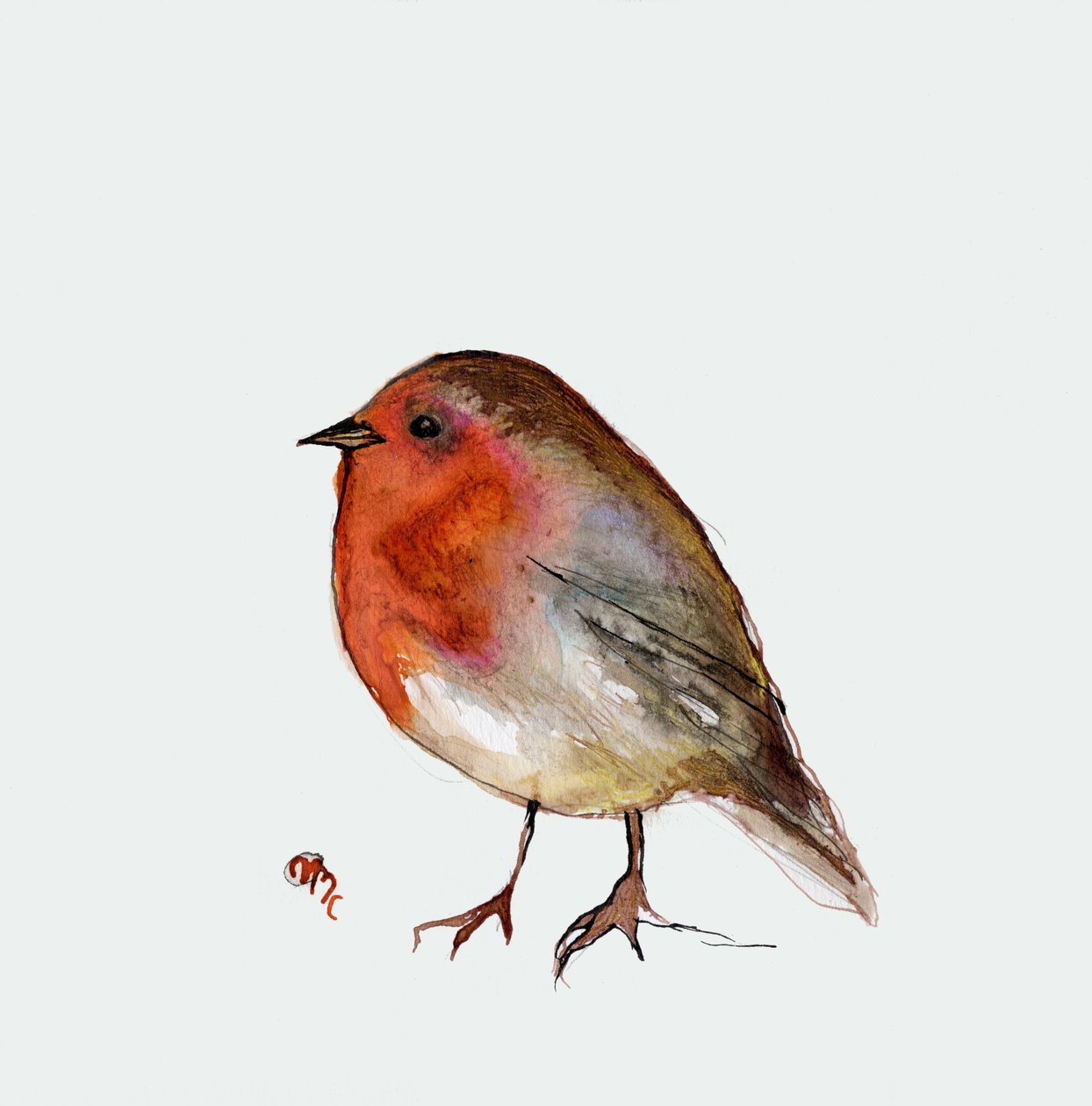 Fat Robin, 2017, (tinta no papel) de Nancy Moniz Charalambous