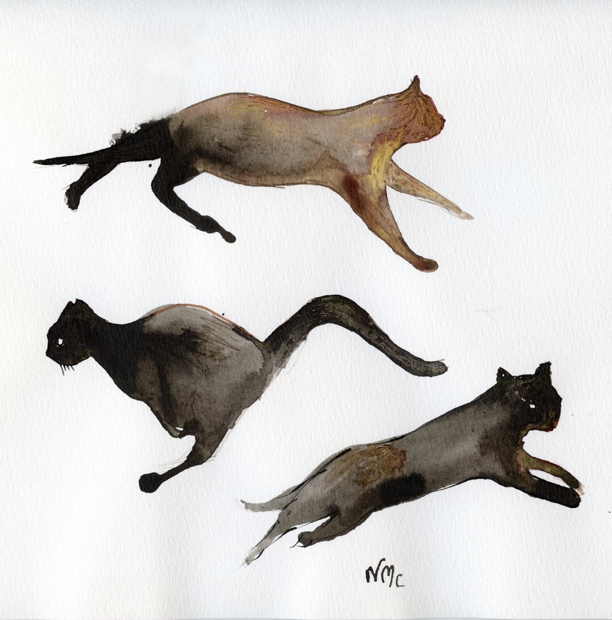 Execute Cat Run, 2017, (tinta no papel) de Nancy Moniz Charalambous