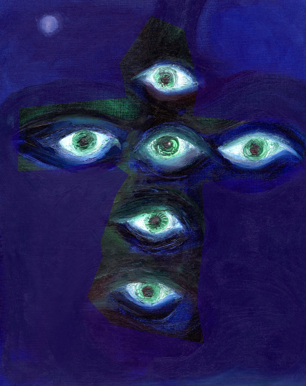 Eles têm olhos e não verão, 2015 (óleo no cartão) de Nancy Moniz Charalambous