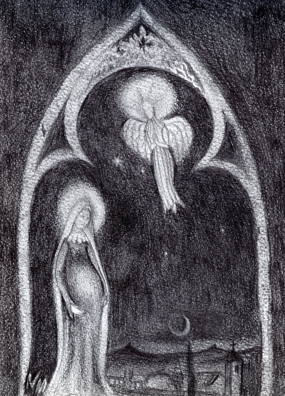 Angel Gabriel, 2015, (Estudo de lápis grafite no cartão) de Nancy Moniz Charalambous