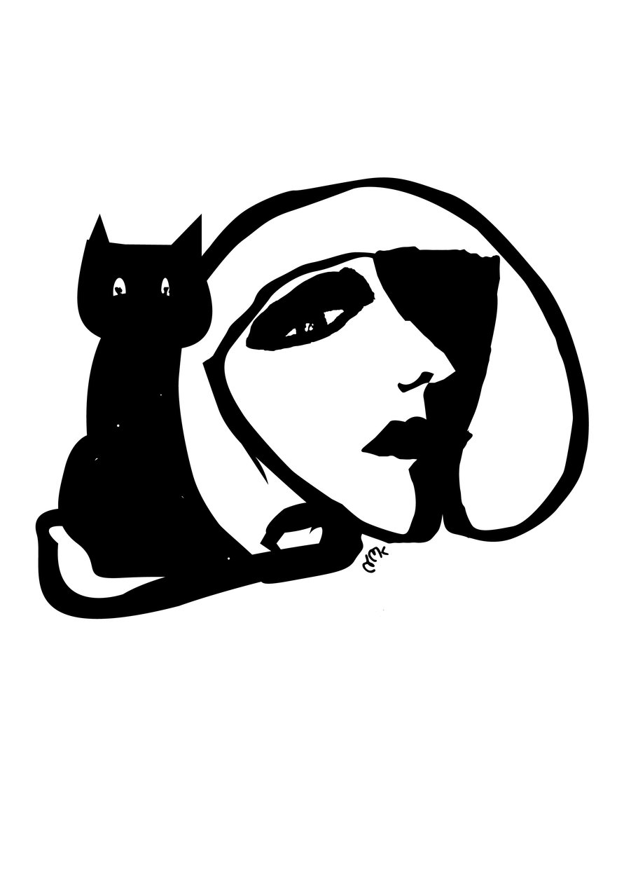 Catty Monday Cat, 2021 (Tinta sobre cartão) de Nancy Moniz Charalambous
