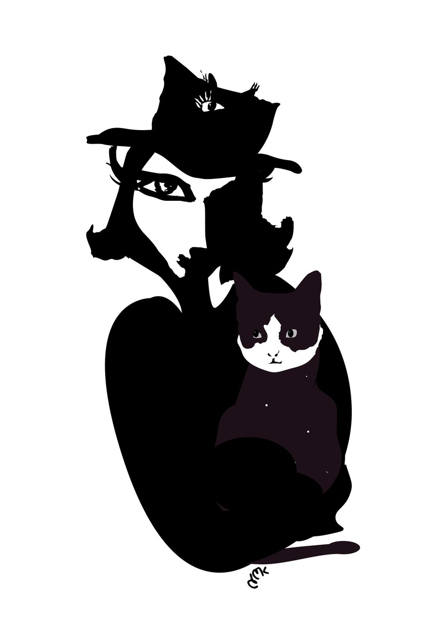 Cool Tuesday Cat, 2021 (tinta sobre cartão) de Nancy Moniz Charalambous