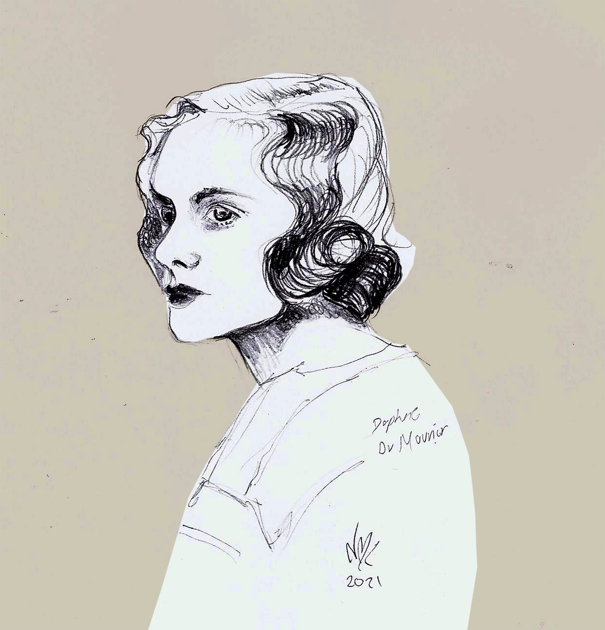 Daphne Du Maurier, 2021 (desenho) de Nancy Moniz Charalambous