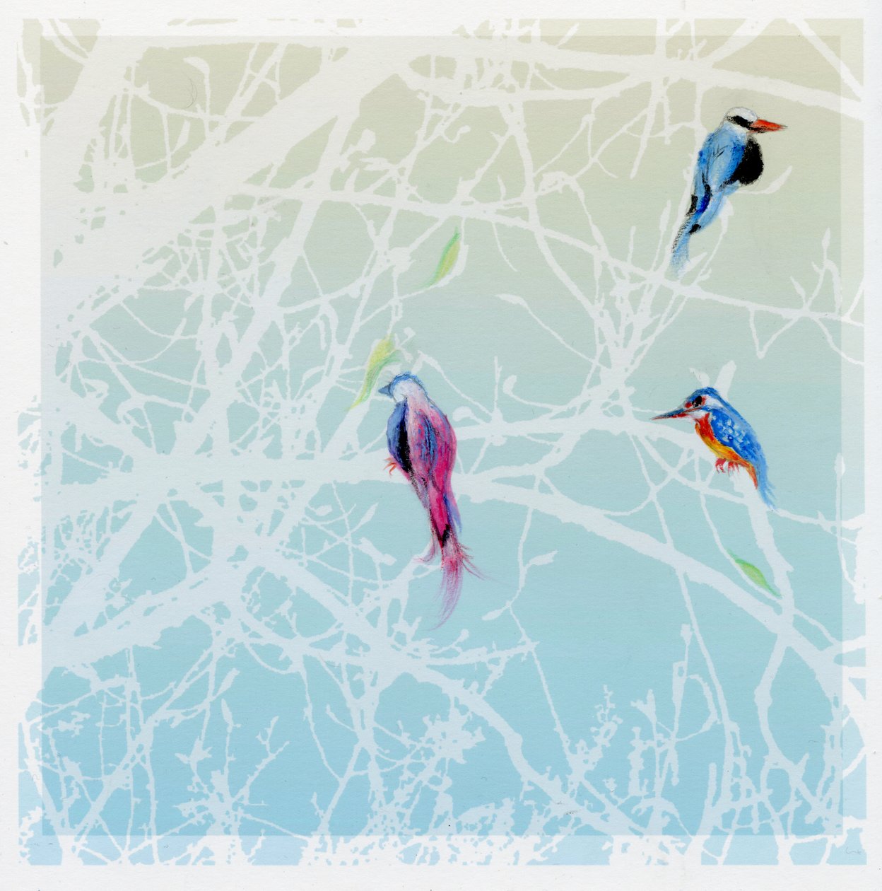 Três Little Birds, 2016, (lápis e papel) de Nancy Moniz Charalambous