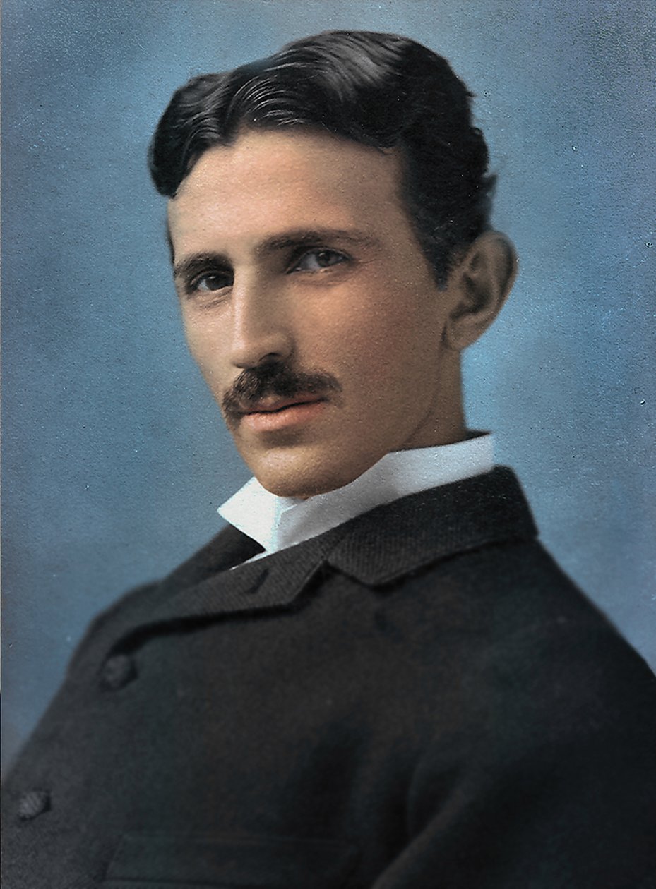 Retrato de Nikola Tesla, 1890 (foto colorida à mão) de Napoleon Sarony