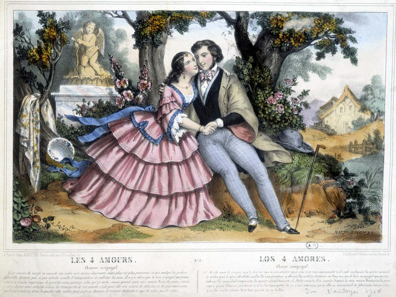 Casal de amantes: os 4 amores - de Thomas, c. 1852. de Napoleon (after) Thomas