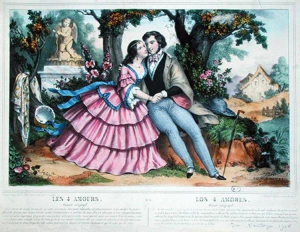 The Four Loves, Conjugal Love (cor litho) de Napoleon (after) Thomas