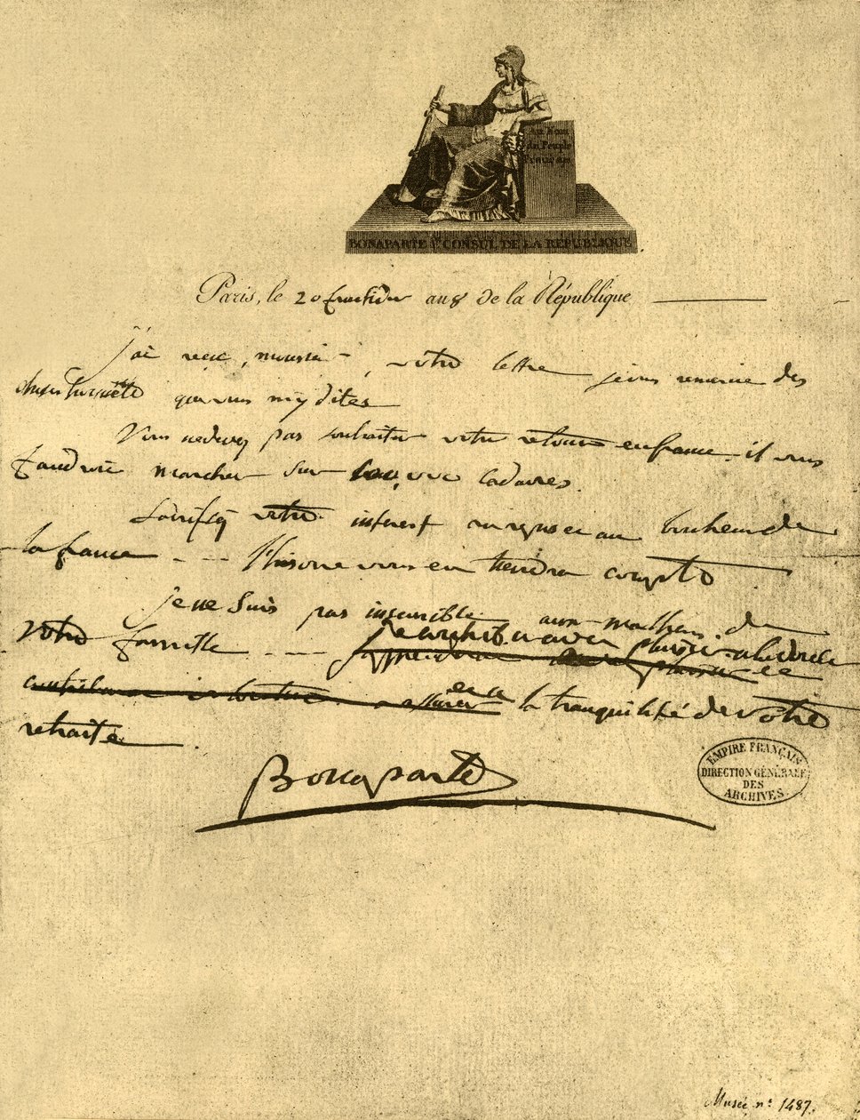 Carta do primeiro cônsul Napoleão Bonaparte ao Conde de Provence, 6 de setembro de 1800, 1921. de Napoleon Bonaparte I