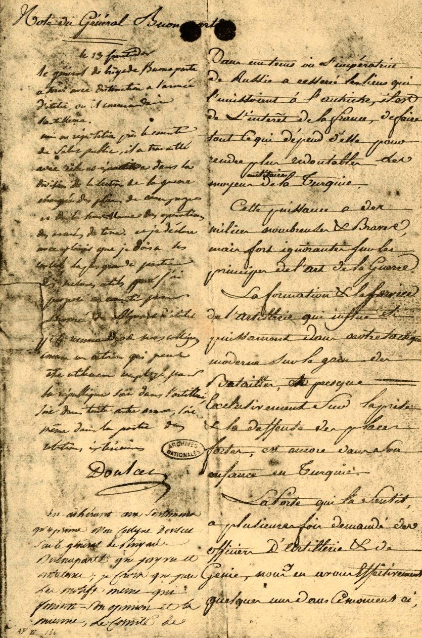 Nota do General Bonaparte, 13 de setembro de 1795, 1921. de Napoleon Bonaparte I