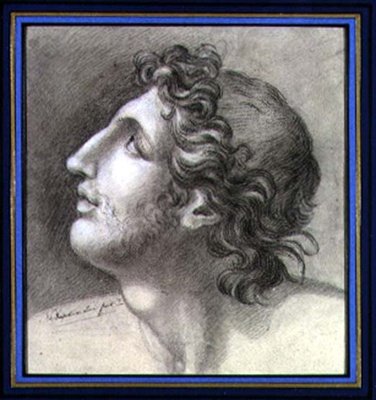 Estudo de uma Cabeça Clássica, c.1830 (lápis sobre papel) de Napoleon Louis Bonaparte