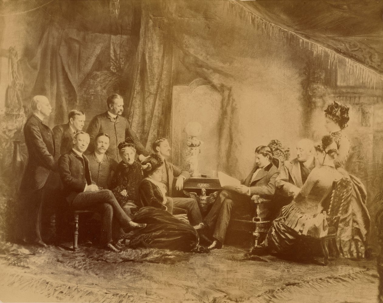 [A leitura da peça, os actores e as actrizes da Companhia Daly] de Napoleon Sarony