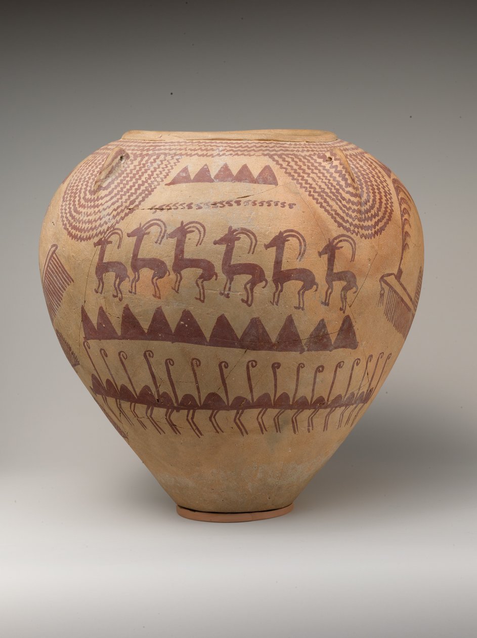 Ware Jar decorado com animais (cerâmica pintada) de Naqada II Period Egyptian