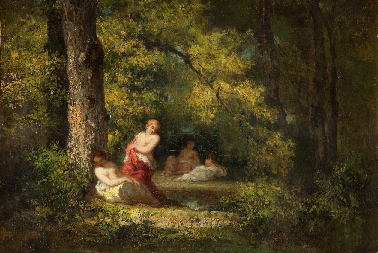 Quatro ninfas em uma madeira de Narcisse Virgile Diaz de la Peña