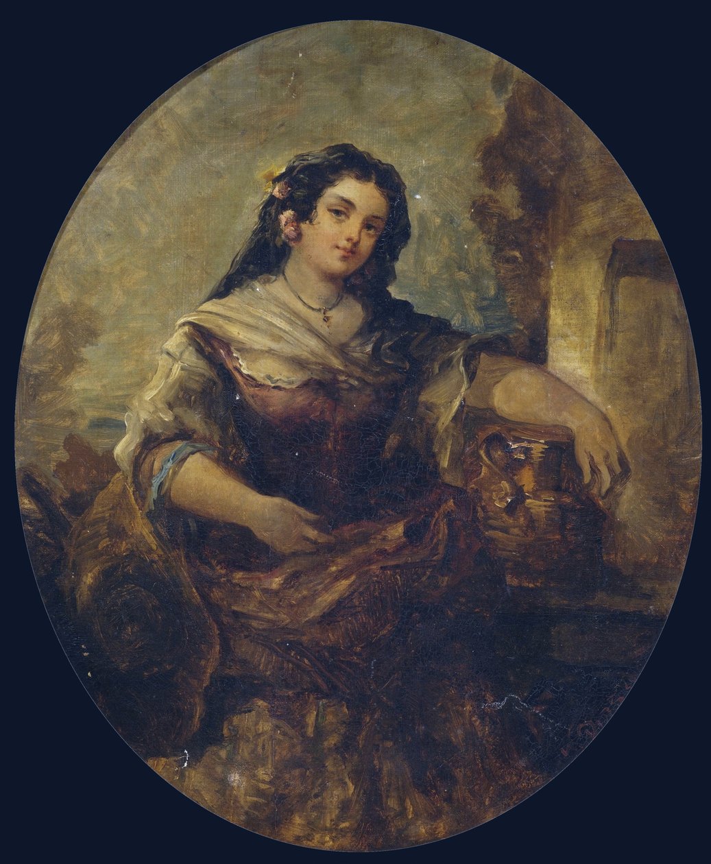 Retrato, de, um, menina jovem, em, a, chafariz de Narcisse Virgilio Díaz