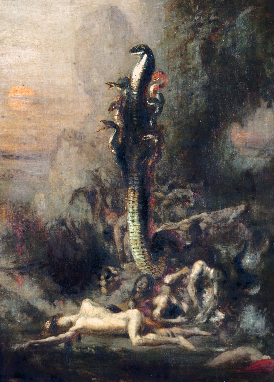 Hércules e a Hidra de Lerna, depois de Gustave Moreau, c.1876 (detalhe de 226576) de Narcisse Berchere