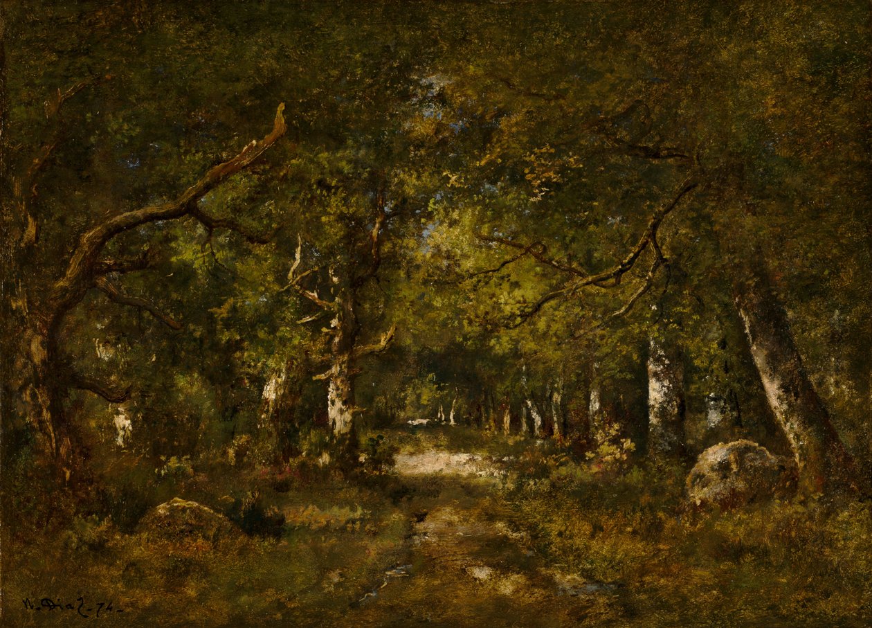 Cena da floresta de Narcisse Diaz de la Pena