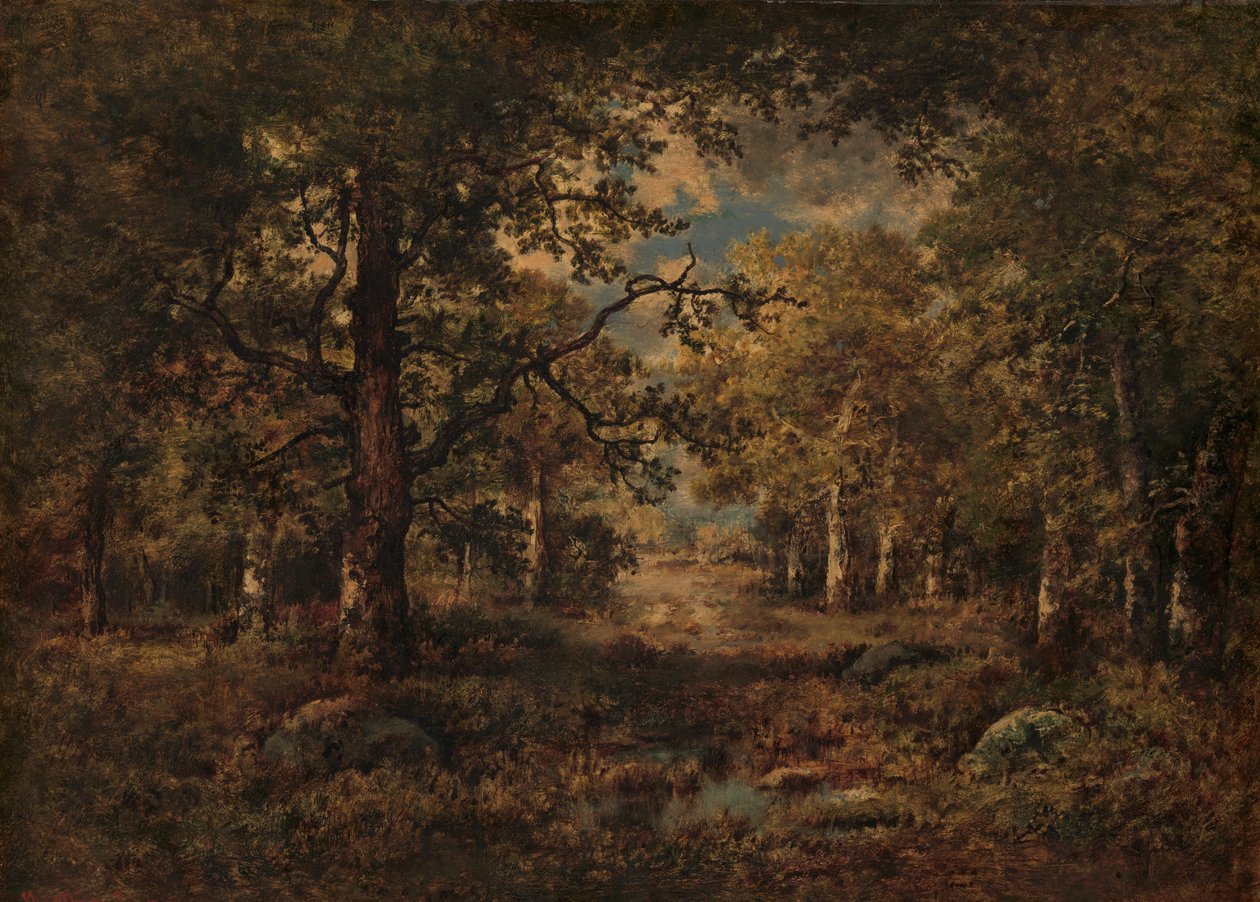 Vista através das árvores: Fontainebleau, 1873. de Narcisse Virgile Diaz de la Peña