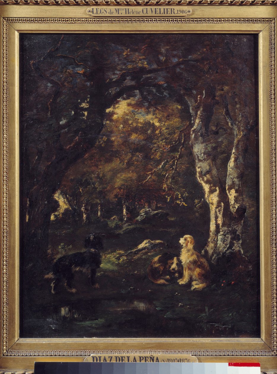 Cães na floresta Pintura de Narcissus Diaz de la Pena de Narcisse Virgile Diaz de la Peña