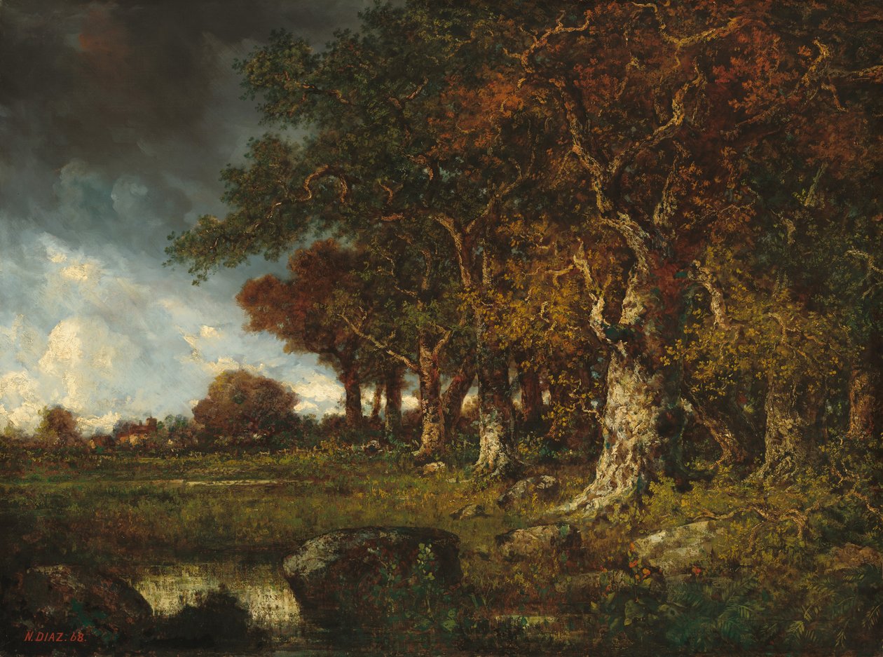 The Edge of the Forest em Les Monts-Girard, Fontainebleau, 1868. de Narcisse Virgile Diaz de la Peña