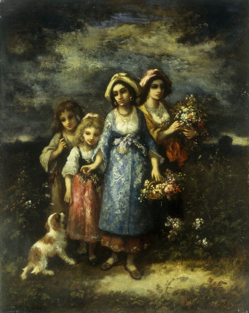Os coletores de flores, 1873 de Narcisse Virgile Diaz de la Peña
