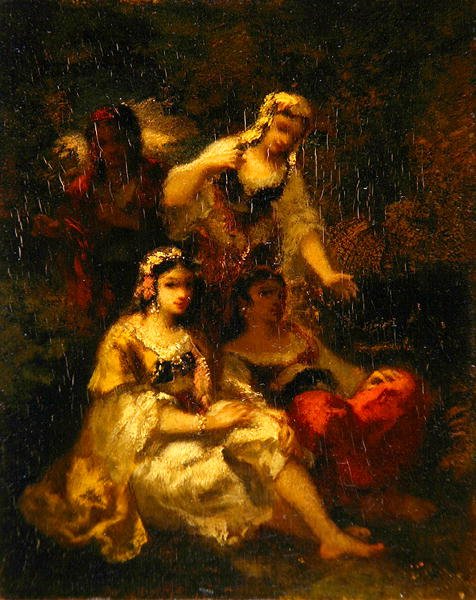 Quatro donzelas espanholas, c.1844-60 (óleo sobre painel) de Narcisse Virgile Diaz de la Peña